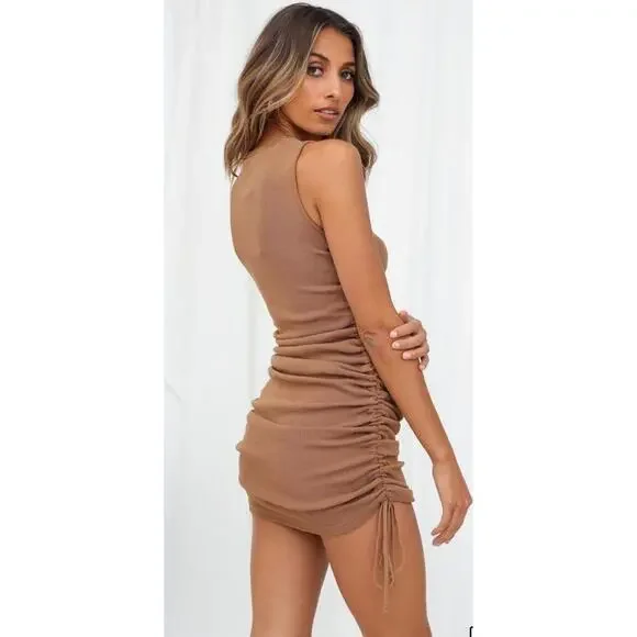 LIONESS Military Minds Mini Dress Camel New With Tags Size S - Picture 2 of 7